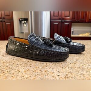 ZARA MAN Black Croc-Embossed Leather Loafers - EU 41/ US 8 - Worn one time